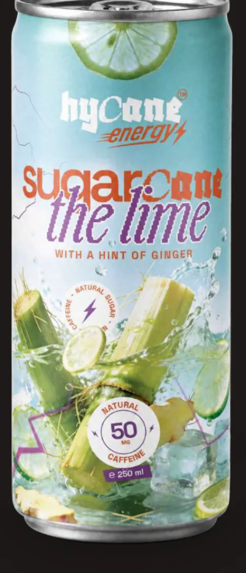Concept can of hyCane Energy Lime and Ginger